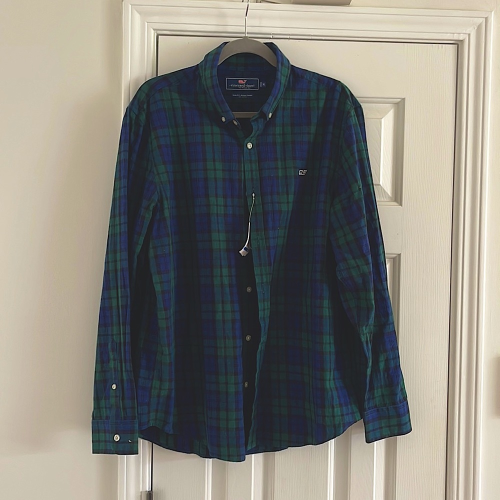 Vineyard vines plaid whale shirt